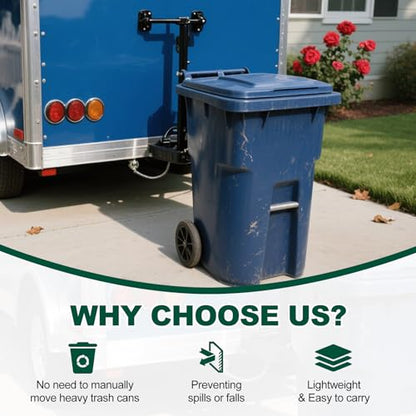 2" Trash Can Grabber Hauler with Hitch Receiver - Towing Attachment for Lawn Mower & Garden Tractor Garbage