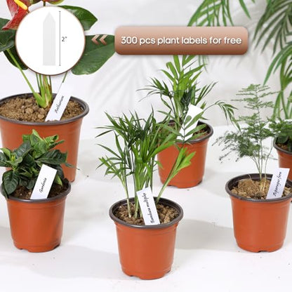 4 Inch 300 Pack Plastic Nursery Pots with Drainage Holes with 300pcs Labels - size: 4inch 300pcs