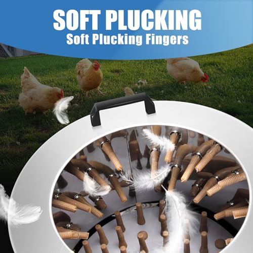 450W Chicken Plucker Machine, 20 "Diameter Stainless Steel Drum, Portable Poultry Plucker with 108 Soft Fingers, Skin-Friendly Design for All Kinds of Poultry