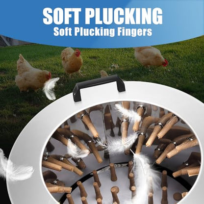 450W Chicken Plucker Machine, 20 "Diameter Stainless Steel Drum, Portable Poultry Plucker with 108 Soft Fingers, Skin-Friendly Design for All Kinds of Poultry