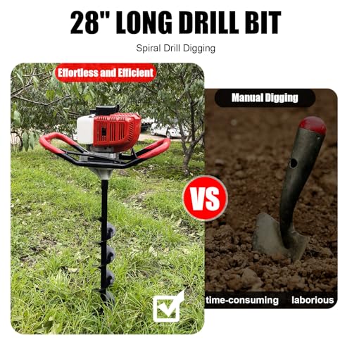 52cc Gas Post Hole Digger 1800W with 3 Bits & 3 Extensions