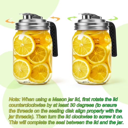 Mason Jar Pour Spout Lid Stainless Steel with Handle, Regular Mouth Pour Spout Flip Cap Lids for Mason Jars, Anticracking Leak Proof Seal Cover Airtight for Drinking Salad Dressing Food Storing(4PCS) - style: Regular Mouth Stainless Steel Lid with Handle