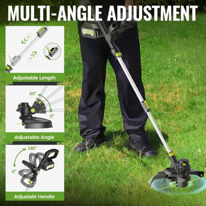 14-Inch Electric Weed Wacker with Dual Line Auto Feed, 4.0Ah Battery