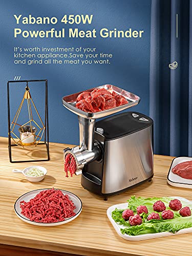 Yabano Electric Meat Grinder 3000W Max Heavy Duty Meat Mincer - color: Silver&Black