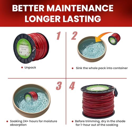 105" Square Commercial Trimmer Line 5LB Red 977FT Spool - size: .105"