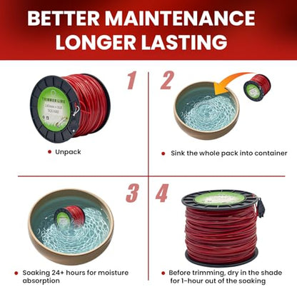 105" Square Commercial Trimmer Line 5LB Red 977FT Spool - size: .105"