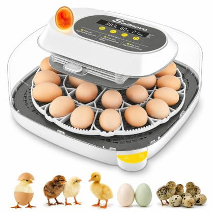 Sailnovo 24 Eggs Incubator, 4 Modes, Temp Control & Humidity Display, Grey - color: Grey, size: 24 Eggs