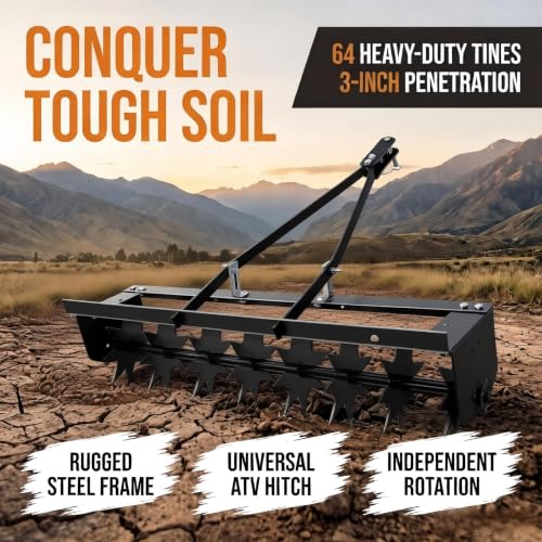 Heavy Duty Tow Behind Lawn Aerator with Steel Spike Discs for Soil