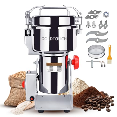 Goldtouch 1000g High-Speed Electric Grain Mill Grinder, 3000W 110V Stainless Steel Flour Mill Makes Gluten Free Flours, Grain Mill for Home and Commercial Use - size: 1000g