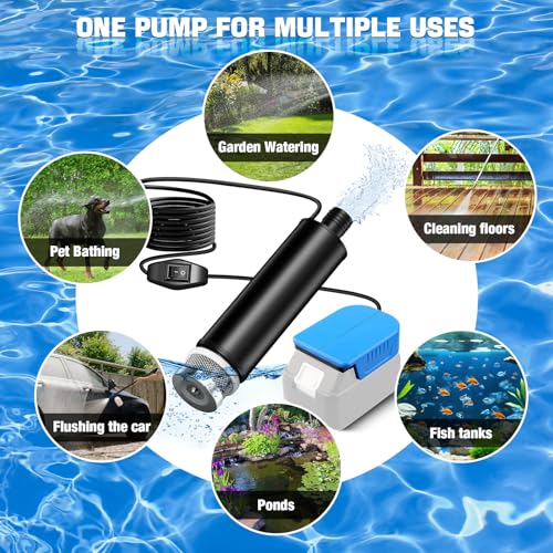 Water Transfer Pump Compatible with Makita 18V Battery, 635GPH 12V Submersible Water Pump with Sediment Filters, for Pool Draining, Garden, Pond, Deep Well (Tool Only) - style: for Makita 18V Battery