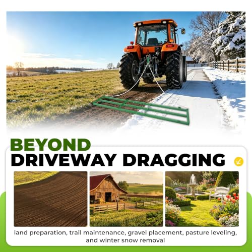ALMULOO 8FT Landscape Drag Harrow, Heavy Duty Tow Behind Grader Rake with