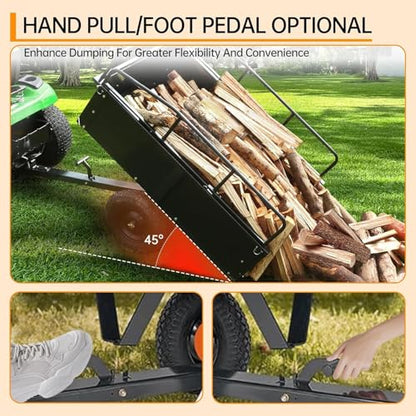 750LB Heavy Duty Dump Cart with Removable Gate, 15 Cu Ft Steel Garden Cart with Pneumatic Tires, Durable Yard Wagon for Lawn, Farm, Tractor, ATV Utility Trailer - color: Black
