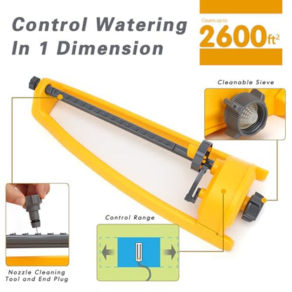 Lawn Sprinkler, 2 Pack Garden Oscillating Sprinkler for Yard Covers up to 2,600 sq.ft, Oscillating Watering, Garden Tool, Built-in Spray Jet Cleaning Needle
