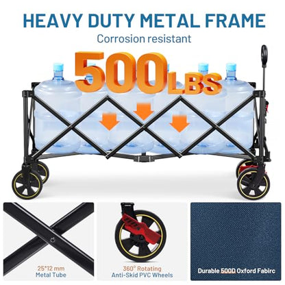 Timber Ridge 51.2'' Extended Collapsible Wagons Carts Foldable - color: Blue, size: 400L