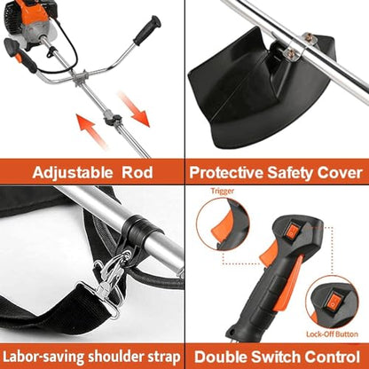 4 in 1 String Trimmer,58CC Gas Powered Weed Eater, Orange - color: Orange