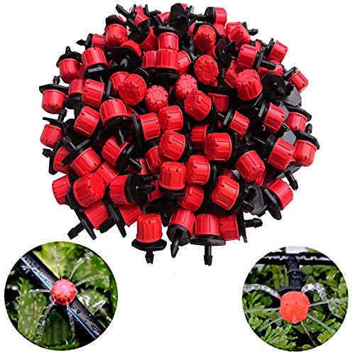 100PCS 1/4" Adjustable Watering Sprinklers for Micro Drip Irrigation System - color: 100PCS Red 8 Holes