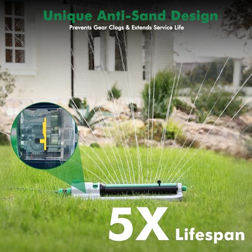 RESTMO Heavy Duty Oscillating Sprinkler with Stable Metal Base