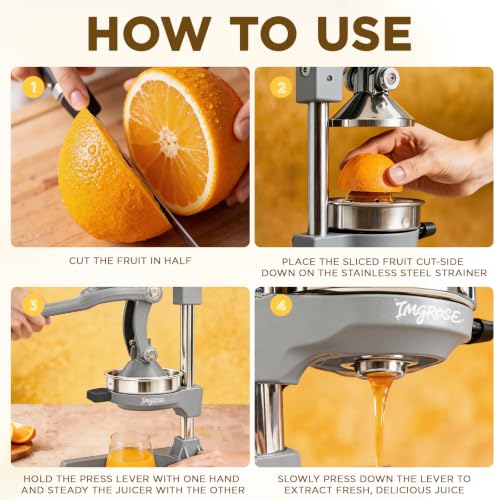 Manual Lemon Juicer Squeezer – Hand Juicer Cast Iron - color: Grey