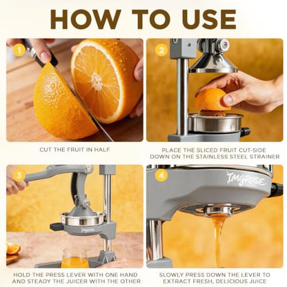 Manual Lemon Juicer Squeezer – Hand Juicer Cast Iron - color: Grey
