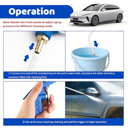 2-in-1 Air Blow Gun Pneumatic Engine Cleaning Gun,Professional Spray Guns Pneumatic with Straight Nozzle for Pressure Wash and Dust Blow,Car Cleaning Guns Kit with 3.93Ft Hose - color: Straight Nozzle
