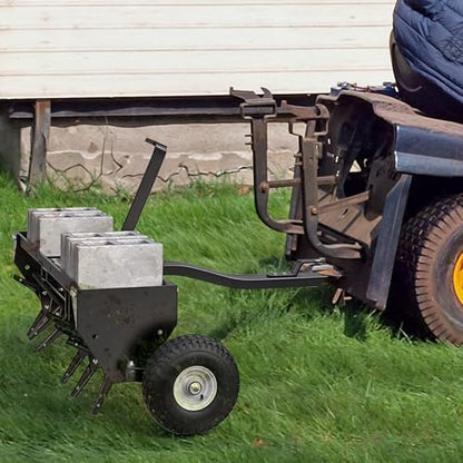 40in Tow Behind Plug Aerator w/24 Galvanized Coring Knives, Universal Hitch