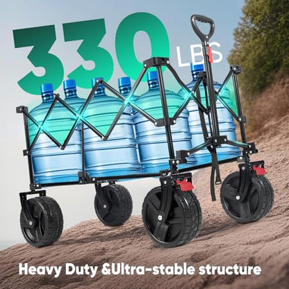 Sekey 220L Beach Wagon, 330 lb Capacity, Foldable, 8 in Wide Wheels - color: Gray