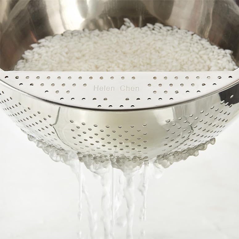Helen's Asian Kitchen Japanese Rice Washing Bowl, 3-Quart, Side Drainer