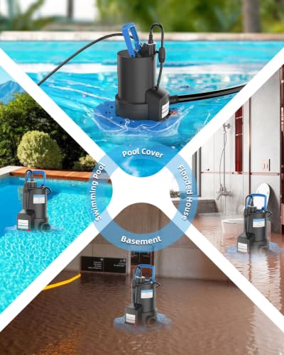 AgiiMan 1HP Automatic Pool Cover Pump, Submersible Sump Pump, Light Blue - color: Light Blue