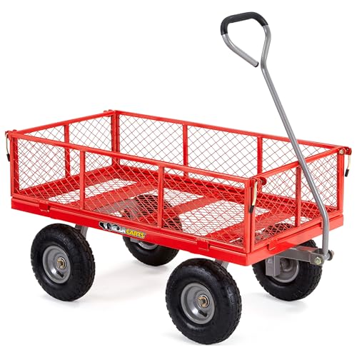 Gorilla Carts Steel Utility Garden Cart, 800 lb. Capacity, 4 Cu Ft, Red - color: Red