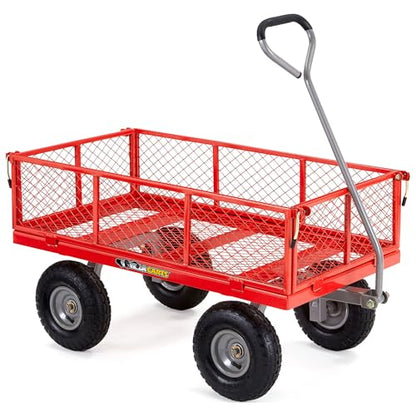 Gorilla Carts Steel Utility Garden Cart, 800 lb. Capacity, 4 Cu Ft, Red - color: Red