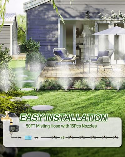 Misters for Outside Patio with Automatic Sprinkler Timer - size: 60FT