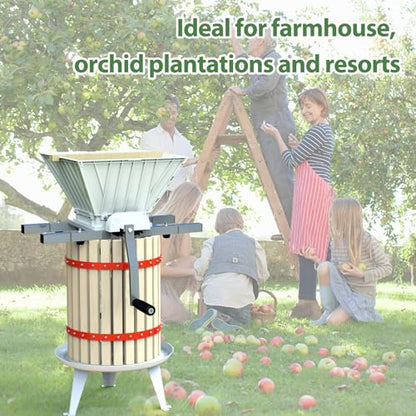 Fruit and Apple Crusher with Stand - 7L Capacity, Manual Juicer Grinder for Wine and Cider Making, Portable Fruit Scratter Pulper (Silver, 1.8 Gallon) - style: With Stand(Plastic Teeth)