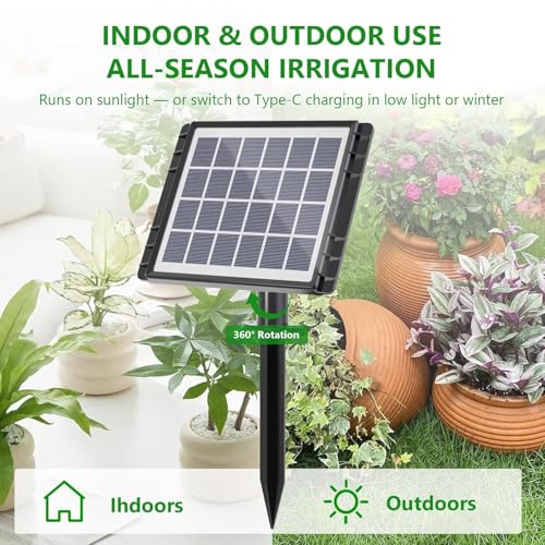49FT Solar Drip Irrigation System Kit, Auto Watering for 15 Pots - size: 49FT Irrigation System-15 Pot