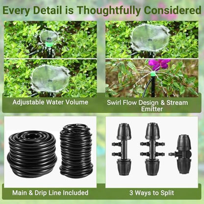 Smart Drip Irrigation System, Adjustable Timed Watering for Raised Beds & Potted Plants, Includes Leak-Resistant Tubing Kit (5/16” & 1/4”) - style: Timer Kit