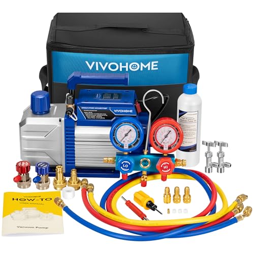 VIVOHOME A2L 1/3 HP 4.5CFM 1 Stage AC Vacuum Pump and Manifold Gauge Set - size: 4.5 CFM&3 Way