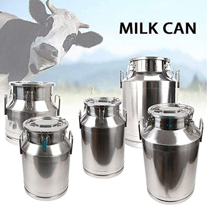20-60L Stainless Steel Milk Can Wine Milk Bucket Wine Pail Bucket Milk Can Tote Jug with Sealed Lid Heavy Duty, with Independent Embedded Silicone Sealed Lid (50L) - size: 50L
