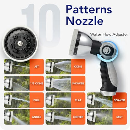 100 FT x 1/2" Retractable Garden Hose Reel Grey - color: Grey