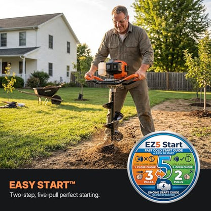 WORKIT Post Hole Digger, 43cc Auger Post Hole Digger, 8" Auger Drill Bit & 20" Extension Rods, Gas Powered Earth Auger with EPA Certification - size: 43cc+1 bit(8")+1 Ext(20")