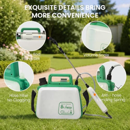 SunSettler 2 Gallon Electric Weed Sprayer with Telescopic Wand - size: 8L