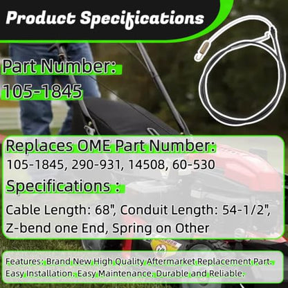 105-1845 Traction Control Cable Fits Toro 22" Recycler Lawn Mowers - size: 105-1845
