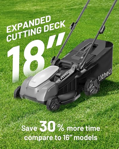 Litheli 18" (Push) Lawn Mower Electric, 2 x 8.0Ah, Battery Powered Mower - size: 18inch