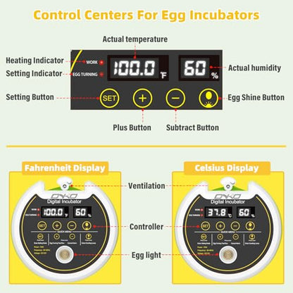 Quail Egg Incubator for Hatching 40 Quail Eggs with Automatic Turner - color: Yellow