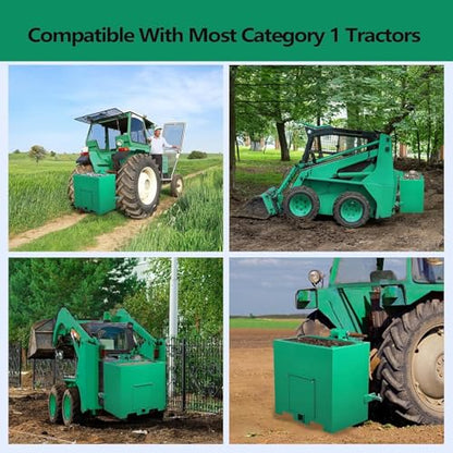 3 Point Ballast Box W/ 2" Hitch Receiver 800 Lbs Capacity 3 Point Category 1 Fits Cat 1 Tractor Attachment
