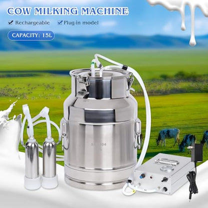 15L Rechargeable Cow Milking Machine Portable Electric Cow Milker