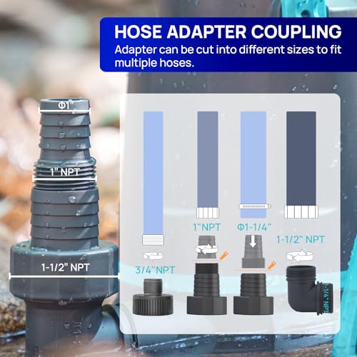 Aquastrong Sump Pump 1/2 HP Submersible Water Pump Thermoplastic Portable Utility Pump 3159 GPH High Flow Water Removal for Swimming Pool Garden Pond Basement Window Wells with 10ft Long Power Cord | Thermoplastic Utility Pump High Flow Water Removal for