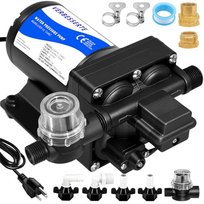 Water Pressure Booster Pump for Home 110V Fresh Transfer Diaphragm Water Pump with Plug for Garden Lawn 5.5GPM 75PSI High Pressure RV Water Washdown Pump for Bathroom Yacht - style: 5.5GPM 75PSI 110V