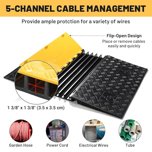 Yescom ADA Threshold Ramp for Wheelchair & Scooter, 5-Channel Rubber Cable - size: 2"H - 5 Channel - ADA