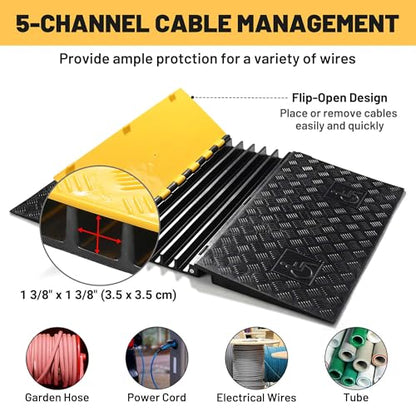 Yescom ADA Threshold Ramp for Wheelchair & Scooter, 5-Channel Rubber Cable - size: 2"H - 5 Channel - ADA