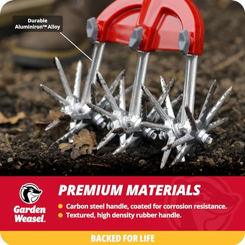 Garden Weasel Rotary Hand Cultivator Tiller for Aerating Weeding Planting