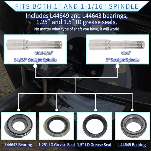 5 on 4.5 Trailer Hub Kit for 2000lb 1'' or 1-1/16'' Straight Axle